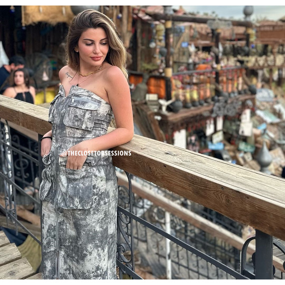 ZARA Blogger Favorite Strapless Utility Midi Dress NWT โ Cotton Cargo Chic, Sz M - Picture 13 of 16